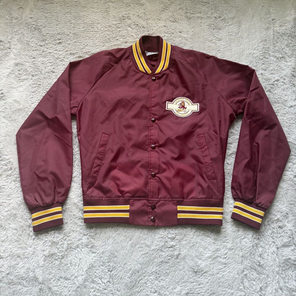 VINTAGE 80s CHALK LINE ARIZONA SUN DEVILS LETTERMAN JACKET BUTTON SNAP MEDIUM